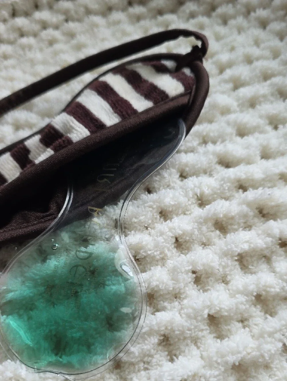 Henri Bendel Iconic Striped Brown & Cream Sleep Mask